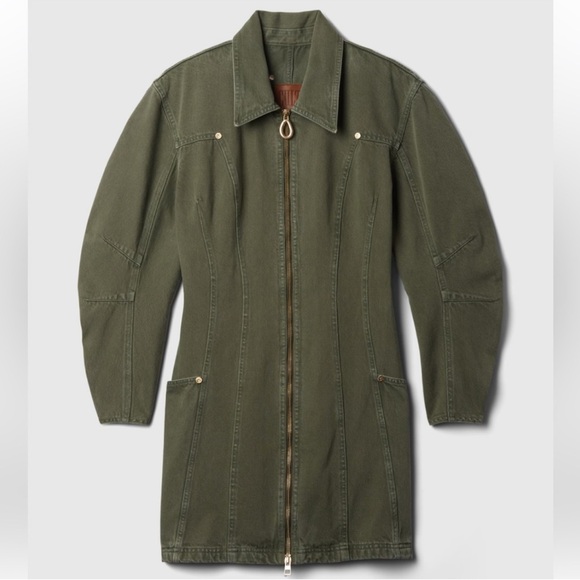 NWT Cult Gaia x Gap Army Green Barrel Zip-Up Dress Medium - Picture 2 of 4